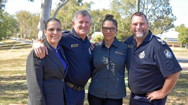 TEAM EFFORT: Marie Kelly from the Department of Human Services, Sen-Constable Dale Kenna, Jess Walsh from Surat Aboriginal Corporation and Sgt Greg Calletti from Maranoa PCYC. Picture: Ellen Ransley