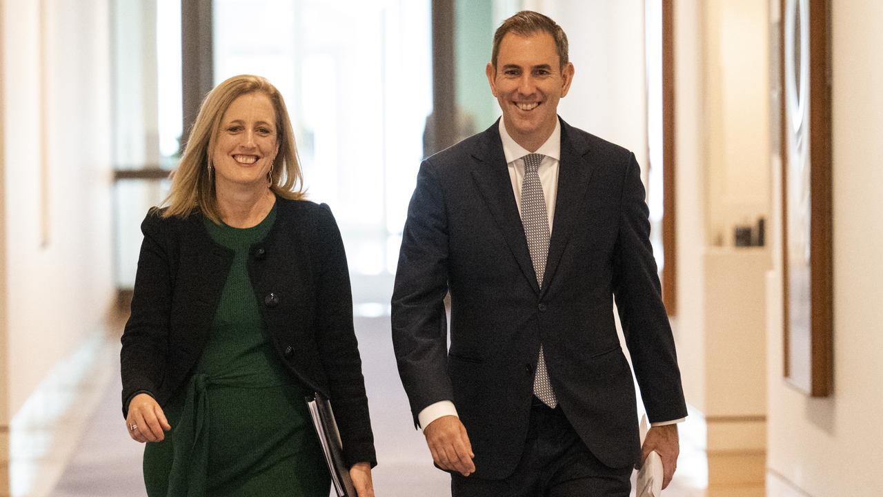 Treasurer Jim Chalmers and Finance Minister Katy Gallagher hold the cards to the budget. Picture: NCA NewsWire / Martin Ollman