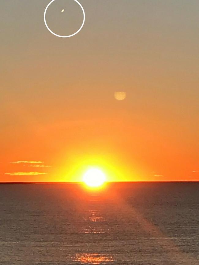 A shot of the object above the sunrise at Dee Why. Picture: Blake Hirst