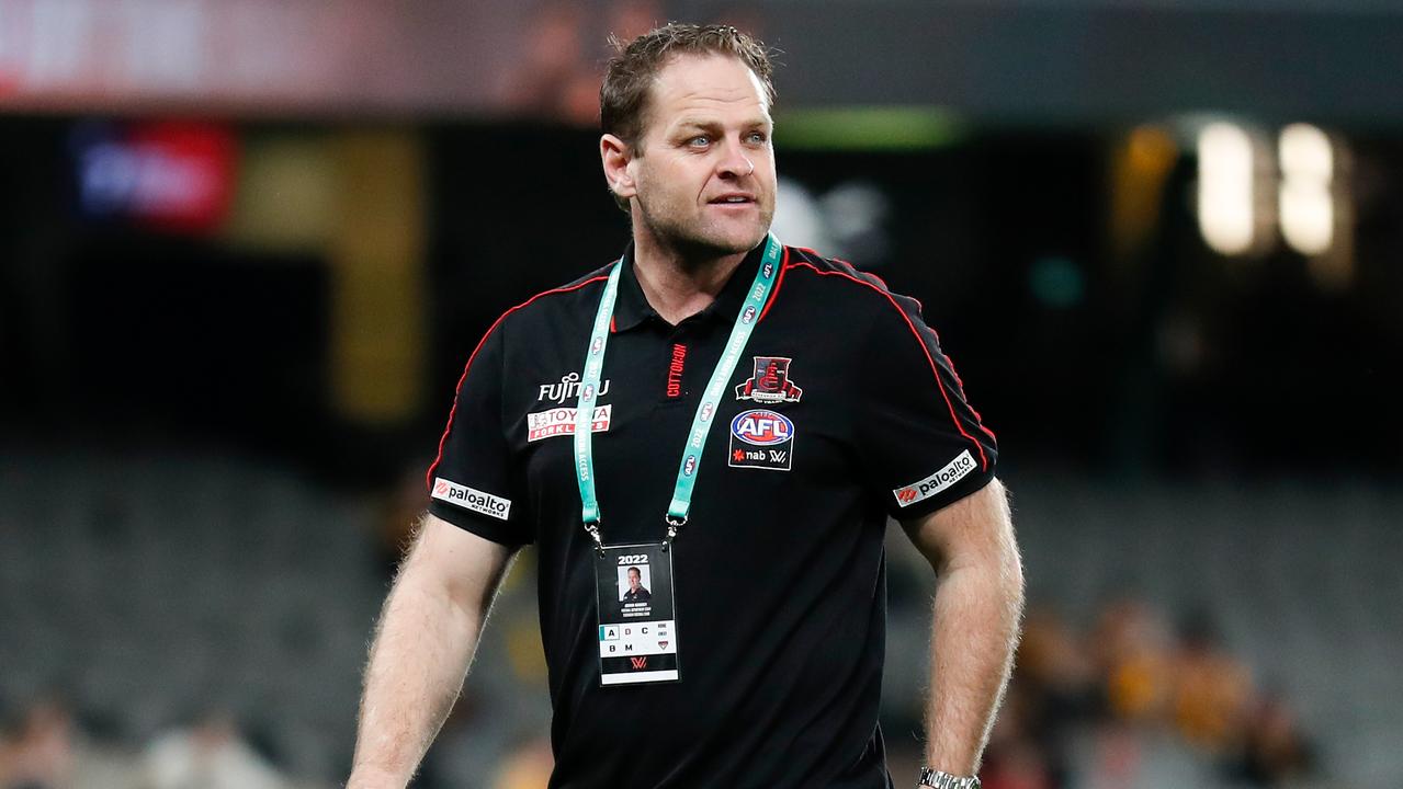 MELBOURNE, AUSTRALIA - AUGUST 27: Josh Mahoney is seen during the 2022 S7 AFLW Round 01 match between the Essendon Bombers and the Hawthorn Hawks at Marvel Stadium on August 27, 2022 in Melbourne, Australia. (Photo by Michael Willson/AFL Photos via Getty Images)