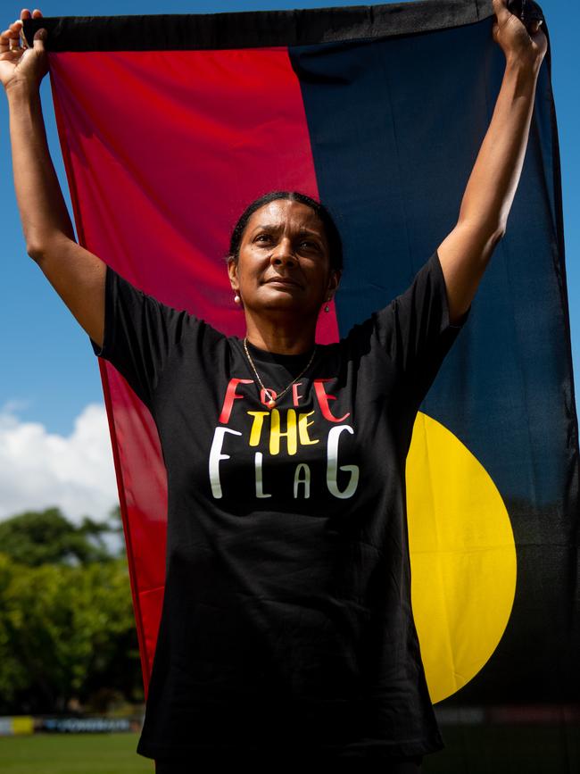 The Aboriginal flag can only be used with the permission of Northern Territory artist Harold Thomas. Picture: Che Chorley