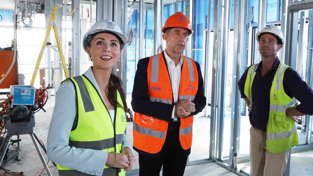 Housing Minister Meaghan Scanlon and Treasurer Cameron Dick inspecting a project in construction in Brisbane’s south. Picture: Liam Kidston