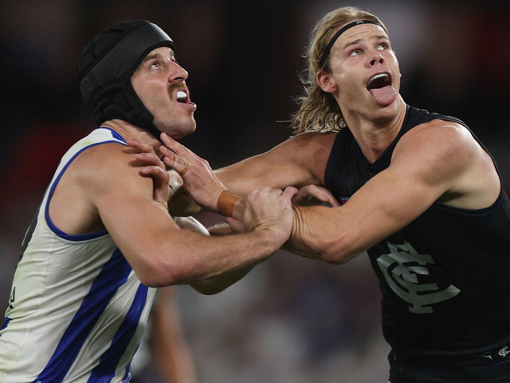 Tom De Koning and Tristan Xerri battled it out on Friday. Picture: Getty Images