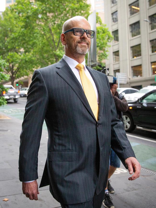 Former Victoria Police Chief Commissioner Simon Overland arrives at the Lawyer X Royal Commission. Picture: Mark Stewart