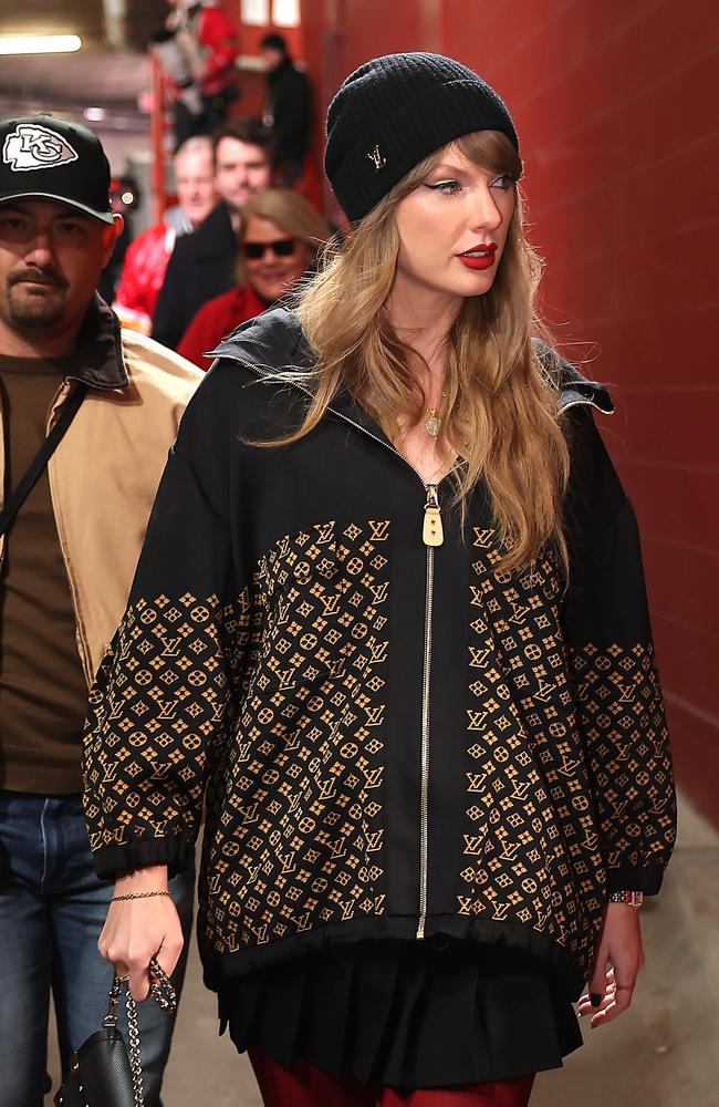 Taylor Swift arrives to cheer on her boyfriend, Kansas City Chiefs star Travis Kelce, at Arrowhead Stadium in Kansas City, Missouri. Picture: Getty Images