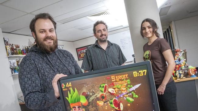 Kelvin Grove, Brisbane business Halfbrick is behind Fruit Ninja, the second-most downloaded game in the app store. Picture: Russell Brown.