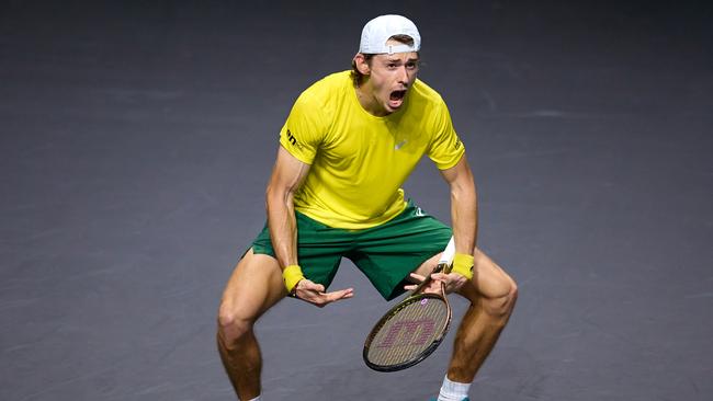 Alex de Minaur was fired up. Photo by Fran Santiago/Getty Images.