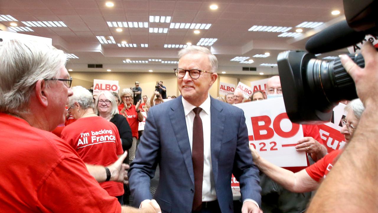 Anthony Albanese, leader of the Australian Labour Party talks during a Campaign Rally, Chermside. Picture: Steve Pohlner