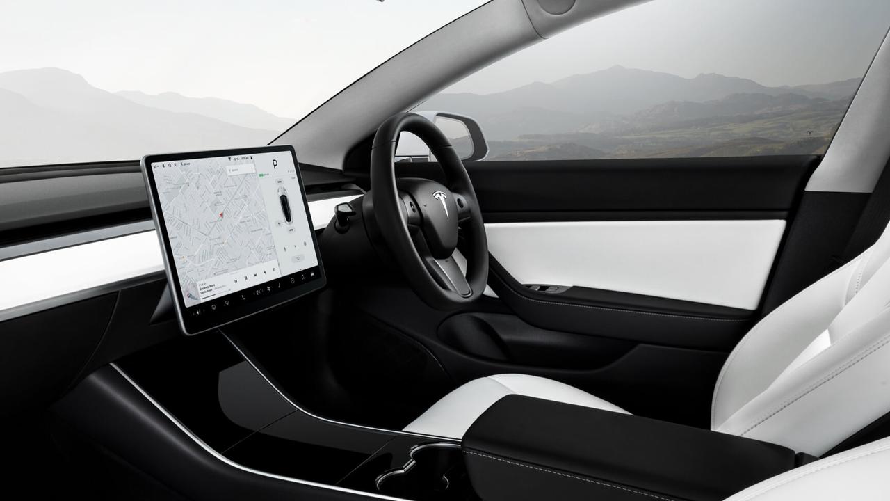 The Tesla has a minimalist interior.