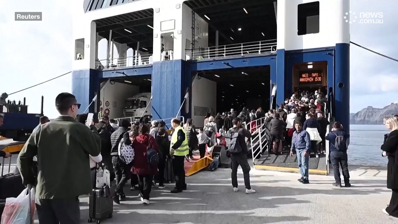 People queue to leave Santorini as earthquakes continue