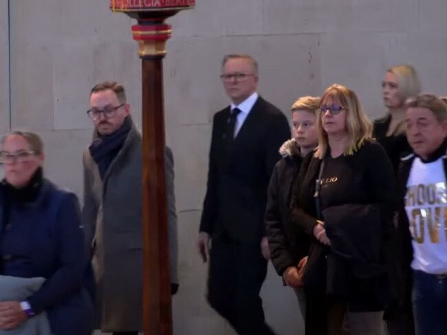 Australian Prime Minister Anthony Albanese and the Governor-general pay their respects to the Queen at Westminster today.