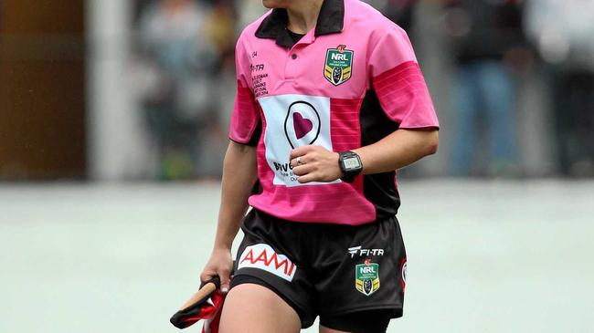 Belinda Sleeman became the first female touch judge in an NRL game in 2014. Picture: Sam Ruttyn