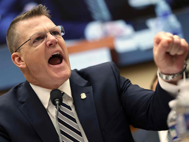 US Secret Service Acting Director Ronald Rowe Jr. gets into a heated exchange with Rep. Pat Fallon (R-TX). Picture: Getty Images via AFP