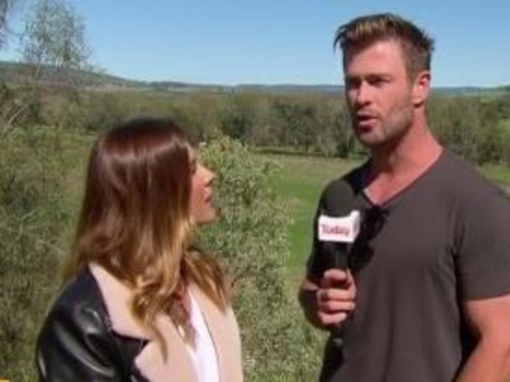 Chris joins host Lauren Phillips in reporting live from a field in remote Scone, NSW, to get the day’s weather. Picture: Channel 9