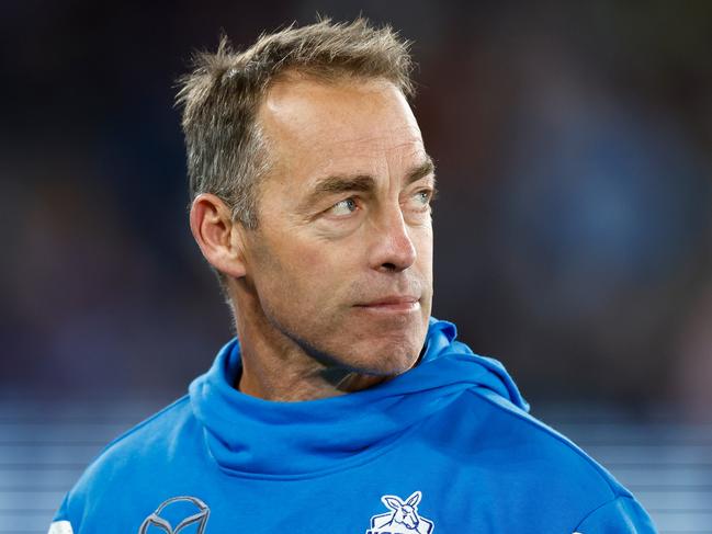 MELBOURNE, AUSTRALIA - MAY 07: Alastair Clarkson, Senior Coach of the Kangaroos looks on during the 2023 AFL Round 08 match between the North Melbourne Kangaroos and the St Kilda Saints at Marvel Stadium on May 7, 2023 in Melbourne, Australia. (Photo by Michael Willson/AFL Photos via Getty Images)