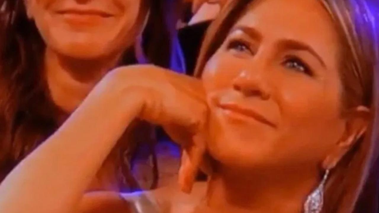 Aniston’s reaction to Pitt’s joke about marriage.