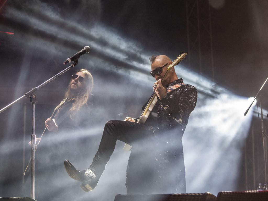 Brian Canham from Pseudo Echo performs at the Toowoomba Carnival of Flowers Festival of Food and Wine. Saturday, September 10, 2022. Picture: Nev Madsen.
