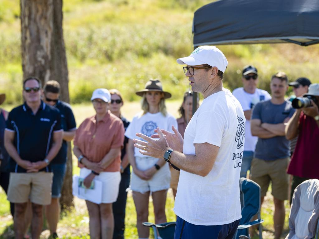 Cr Geoff McDonald speaks to at the Hike to Heal 2022 launch at Mt Peel Bushland Park, Saturday, February 19, 2022. Picture: Kevin Farmer