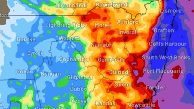 Weatherzone is reporting some areas on the North Coast may see up to 200mm of rain across the next seven days. Picture: Weatherzone