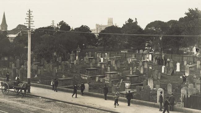 Devonshire St Cemetery (also known as Sandhills Cemetery) in 1902. The cemetery was located between Eddy Ave and Elizabeth St, and between Chalmers and Devonshire Streets, Picture: NSW State Archives