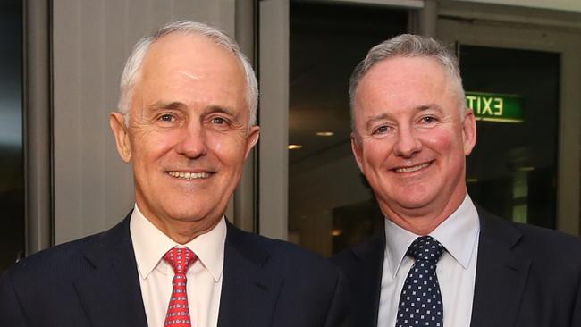 Tim Worner , PM Malcolm Turnbull, Hugh Marks attending 60 years of Australian Commercial Free-To-Air Television celebration event at Parliament House in Canberra. Picture Kym SmithPicture Kym Smith