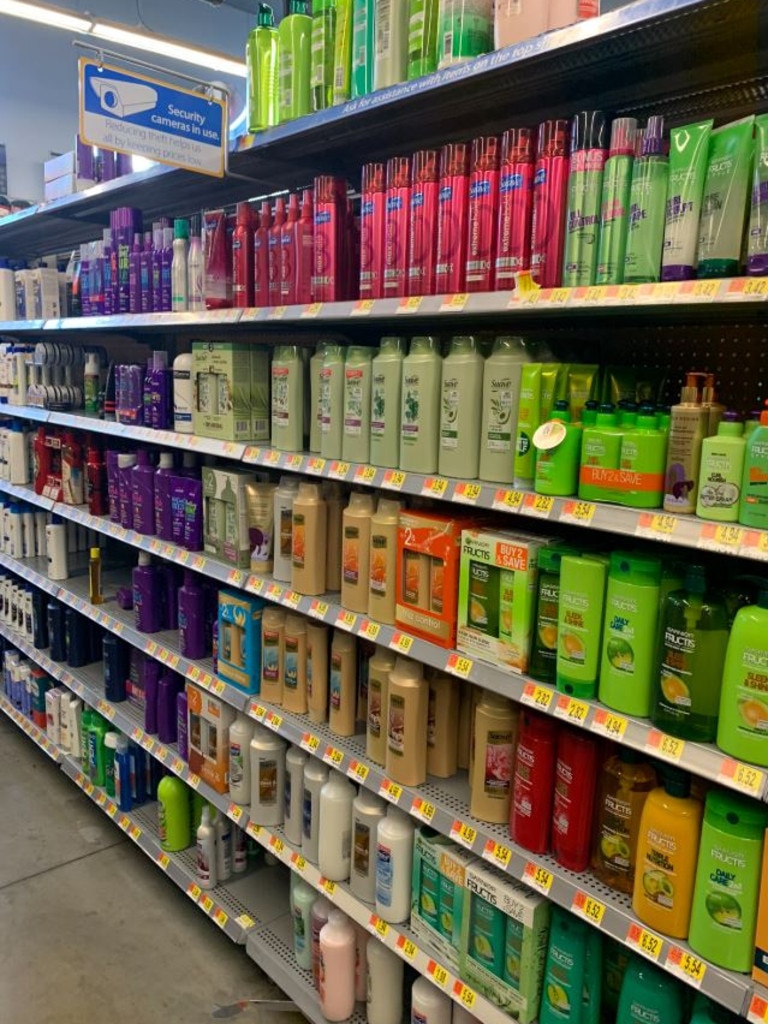 While other hair products were simply left on open shelves. Picture: Twitter / Jesús A. Rodríguez