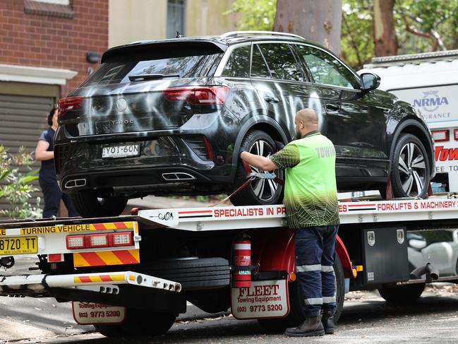 Cars were vandalised with anti-Israel graffiti in Woollahra on Wednesday night. Picture: Tim Hunter