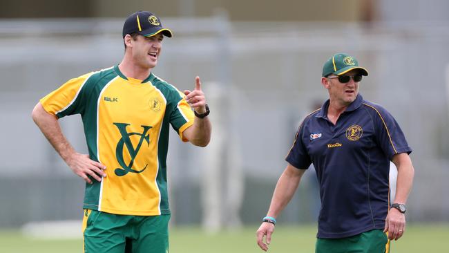 Former Brisbane Lions AFL captain Jonathan Brown played a one-off cricket match for Yarraville Club. Picture: Brendan Francis.