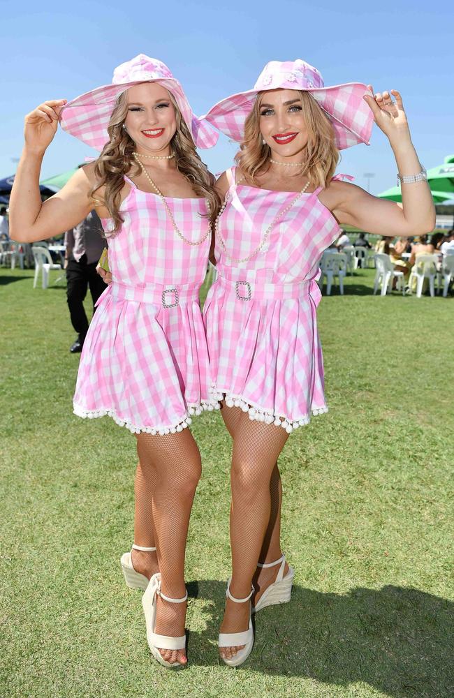 Chloe Marshman and Becky Wright out and about at Corbould Park for the Melbourne Cup Race Day in Caloundra. Picture: Patrick Woods.