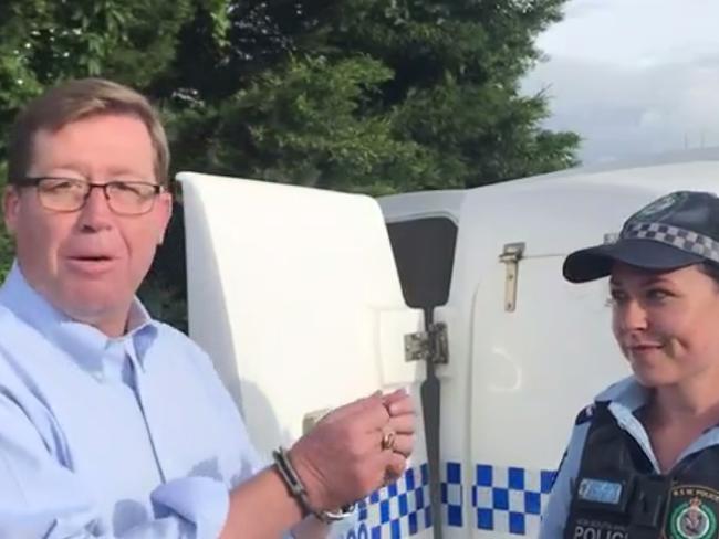 Police Minister Troy Grant hitched a ride in a paddy wagon for his ‘unique’ way to get to last week’s community cabinet meeting in Bathurst.