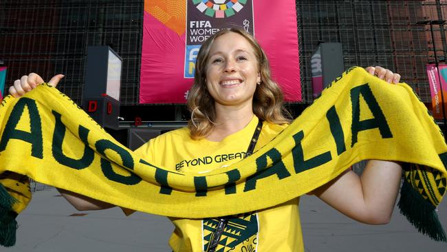 Supporters like Eloise Rossetto were sporting every bit of green and gold paraphernalia they could find. Picture: David Clark