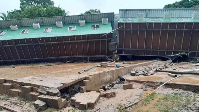 Accommodation dongas were destroyed by the flood. Picture: Lions Den Hotel