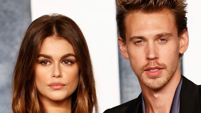 US actor Austin Butler and model Kaia Gerber attend the Vanity Fair 95th Oscars Party at the The Wallis Annenberg Center for the Performing Arts in Beverly Hills, California on March 12, 2023. (Photo by Michael TRAN / AFP)