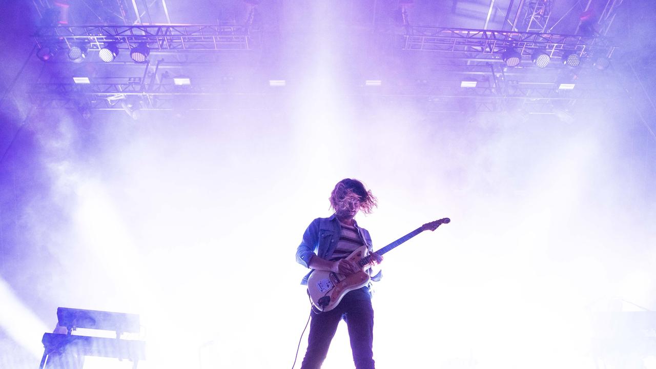 Kevin Parker of Tame Impala performs on the Amphitheatre stage. (Photo by Mark Metcalfe/Getty Images)