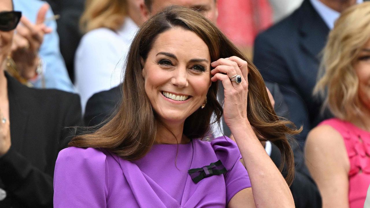 Britain's Catherine, Princess of Wales reacts as she arrives in the Royal Box on Centre Court to attend the men's singles final tennis match on July 14. Picture: AFP