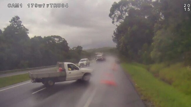 Horrifying footage of near misses involving RACQ roadside workers has led to calls for motorists to slow down and move over. Picture: RACQ