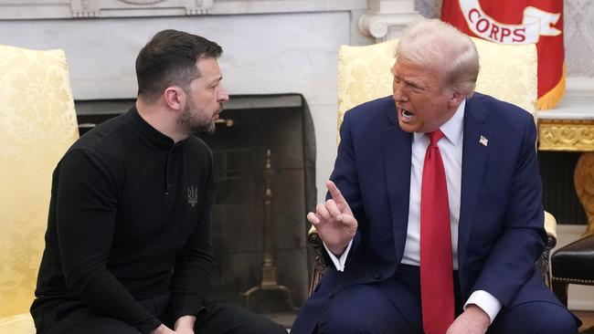 US President Donald Trump and Ukrainian President Volodymyr Zelensky clash in the Oval Office at the White House. Picture: Getty