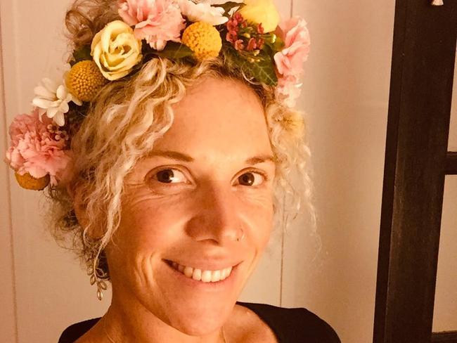 Cass Hourigan wearing a flower crown she made herself