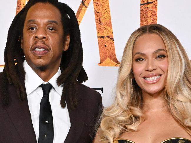 TOPSHOT - US rapper Jay-Z and US singer-songwriter Beyonce attend the world premiere of Disney's "Mufasa: The Lion King" at the Dolby theater in Hollywood, California, December 9, 2024. (Photo by Lisa O'CONNOR / AFP)