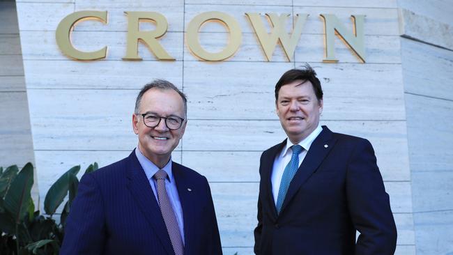 Crown Resorts Chairman Ziggy Switkowski, left, and CEO Steve McCann at Crown, Sydney. Picture: John Feder