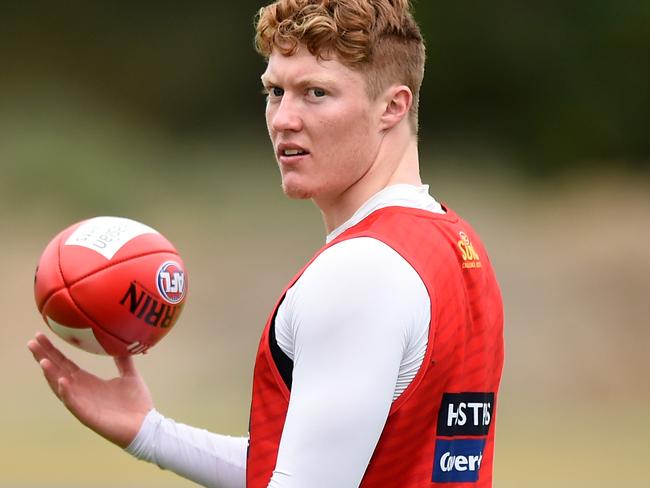 GOLD COAST, AUSTRALIA - DECEMBER 07: Matthew Rowell during a Gold Coast Suns AFL training session at Somerset College Training Oval on December 07, 2020 in Gold Coast, Australia. (Photo by Matt Roberts/AFL Photos/via Getty Images)