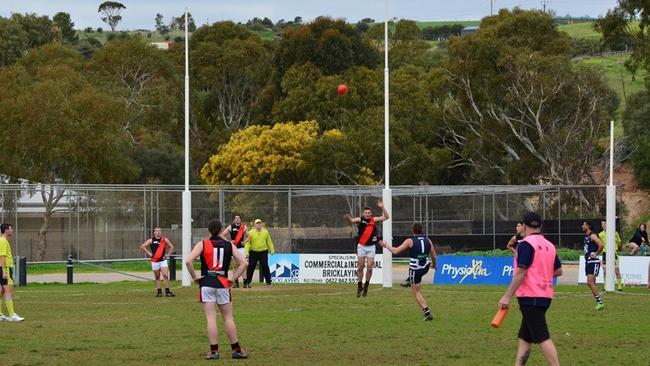 Noarlunga's Tom Caudle kicks a goal during his side’s clash with Morphett Vale on Saturday. Picture: Supplied, Noarlunga Football Club