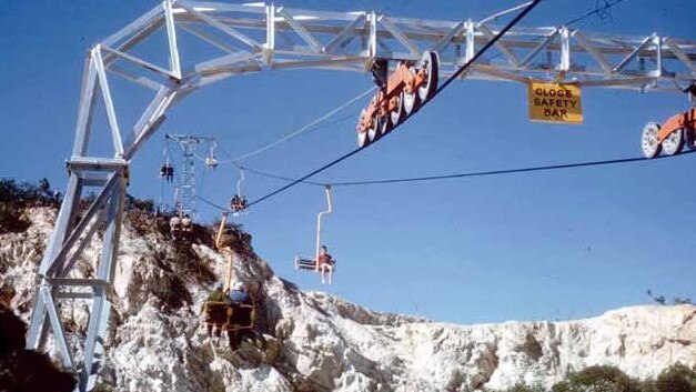 Nobby Beach Chairlift, Magic Mountain, circa 1965.