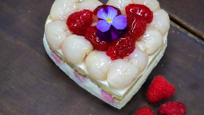 Black Star Pastry’s lychee and raspberry heart-shaped cake. Picture: Jenifer Jagielski