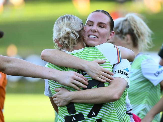 Alex McKenzie celebrates Canberra United’s win against the Roar. Picture: Getty Images