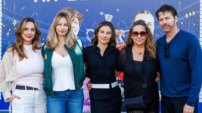 Harry Connick Jr (right) with his family, wife Jill and daughters Charlotte, Georgia and Kate. Photo by TENNIS AUSTRALIA/ AARON FRANCIS