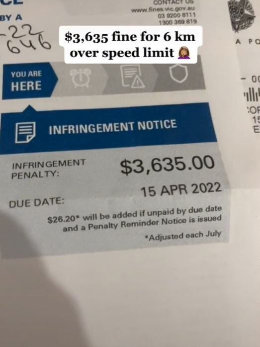 She copped a massive $3635 fine as a result. Picture: Jane Agirtan/TIkTok