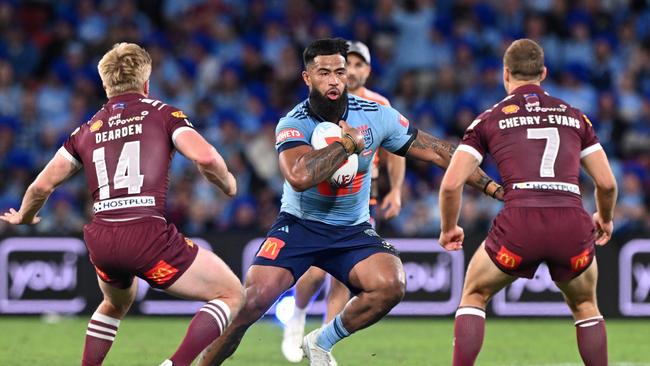 Payne Haas was at his barnstorming best for NSW. (Photo by Bradley Kanaris/Getty Images)