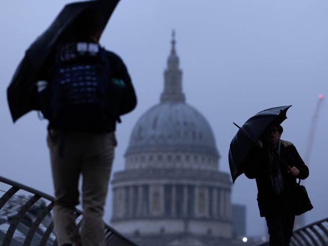 Rain is hammering down in London and many other parts of the UK. The Met has issued a series of severe weather warnings. Picture: Dan Kitwood/Getty Images