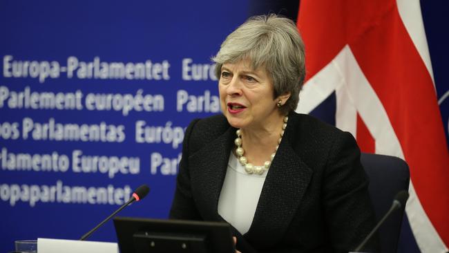 STRASBOURG, FRANCE - MARCH 11: British Prime Minster Theresa May and President of European Commission Jean-Claude Juncker attend a press conference at the European Comission on March 11, 2019 in Strasbourg, France. (Photo by Thomas Niedermueller/Getty Images)